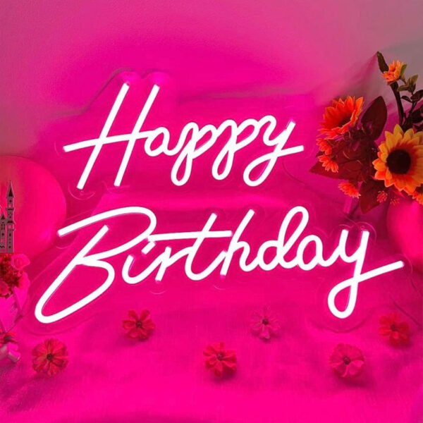 Pink Happy Birthday Neon Sign Rental