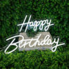 White Happy Birthday Neon Sign Rental